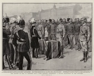 The Return of the Q Battery RHA, Lord Roberts Presenting a Silver Statuette to the Officers
